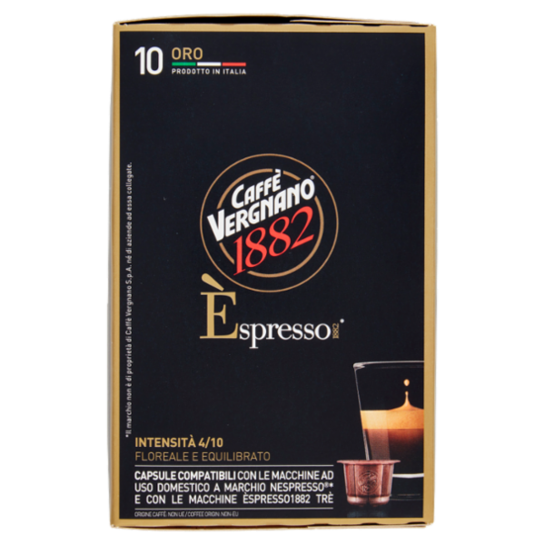 Caffè Vergnano 1882 Èspresso1882 Oro 10 Capsule Compatibili Nespresso* 50 g