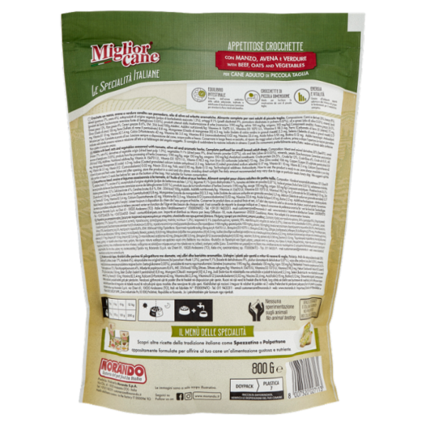 Migliorcane Le Specialità Italiane Crocchette Manzo, Avena, Verdure Cane Adulto Piccola Taglia 800 G