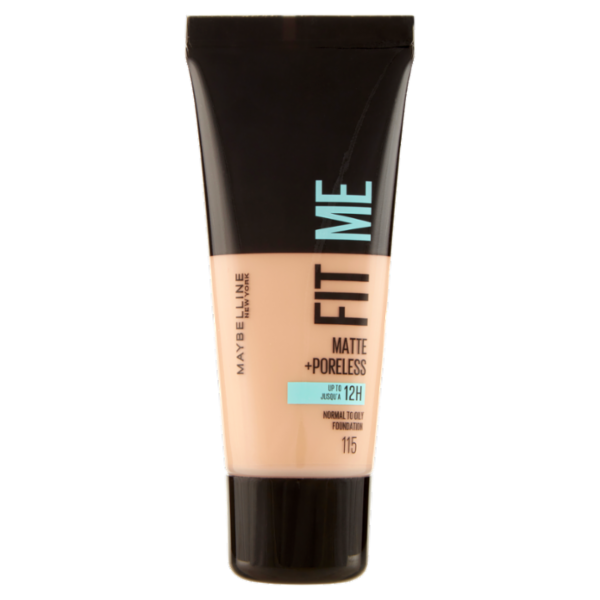 Maybelline New York Fondotinta Fit Me Matte&Poreless, Finish Opacizzante, 115 Ivory 30 ml