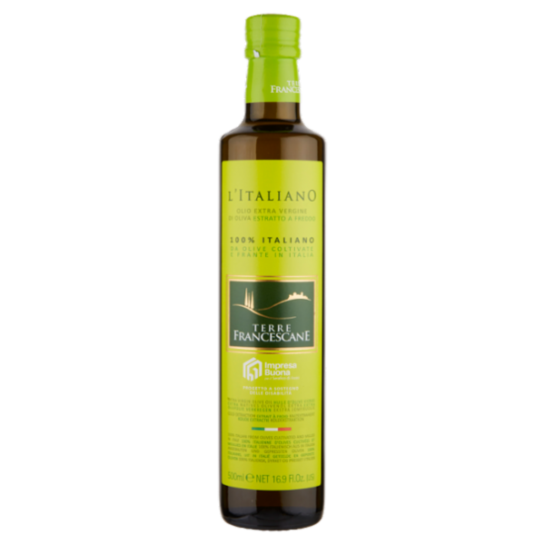 Terre Francescane l'Italiano Olio Extra Vergine di Oliva Estratto a Freddo 500 ml