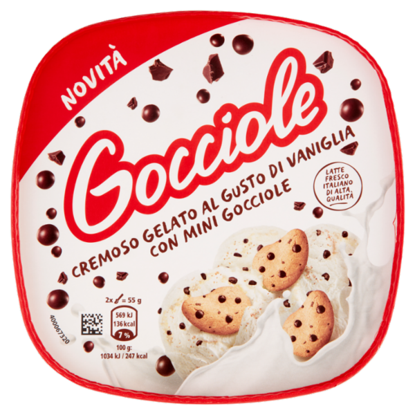 Gocciole Cremoso Gelato al Gusto di Vaniglia con Mini Gocciole 435 g