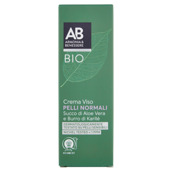 Armonia & Benessere Crema Viso per Pelli Normali Bio con Succo di Aloe Vera e Burro di Karitè 50 ml