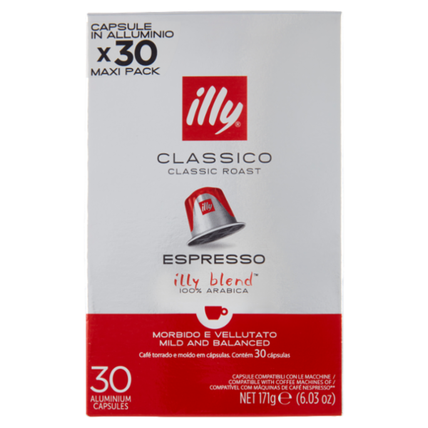 illy Classico Espresso Capsule Compatibili con le Macchine Nespresso* 30 Capsule in Alluminio 171g