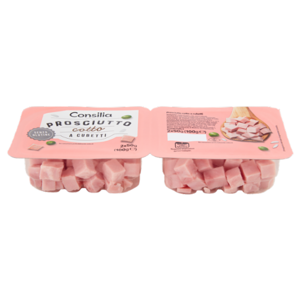Consilia Prosciutto Cotto a Cubetti in Confezioni Salvafreschezza 2x50g
