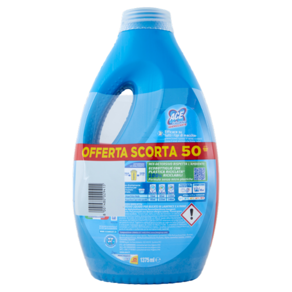Ace Detersivo Liquido Classico Igienizzante 2 x 25 Lavaggi 2 x 1375 ml