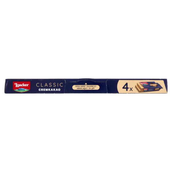 Loacker Classic Cremkakao Wafer con crema al Cioccolato e Cacao Nobile dell'Ecuador Wafers 45gx4