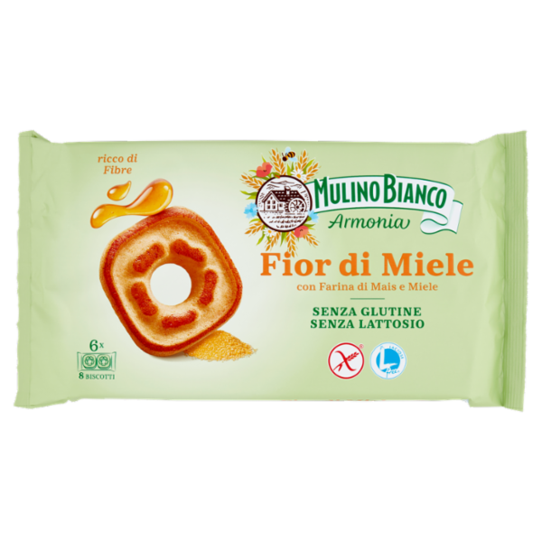 Mulino Bianco Armonia Fior di Miele Biscotti al Miele Millefiori Senza Glutine e Lattosio 250 g