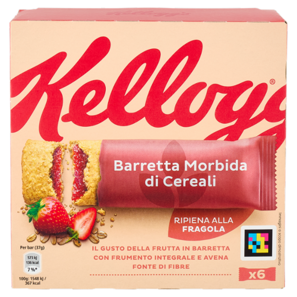Kellogg's Barretta Morbida di Cereali Ripiena alla Fragola 6 x 37 g