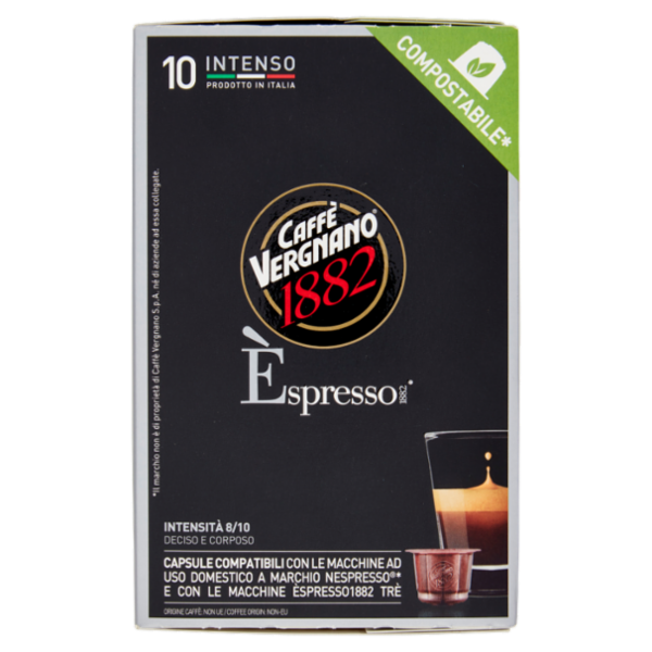 Caffè Vergnano 1882 Èspresso1882 Intenso Compostabile** Capsule Compatibili Nespresso* 10 x 5 g