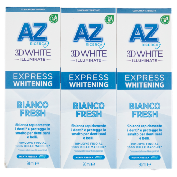 AZ Ricerca Dentifricio 3D White Illuminate Express Whitening Bianco Fresh 3 x 50 ml