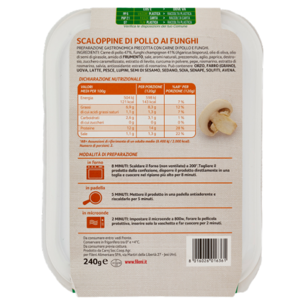 Fileni Sempre Domenica Scaloppine di Pollo ai Funghi 240 g