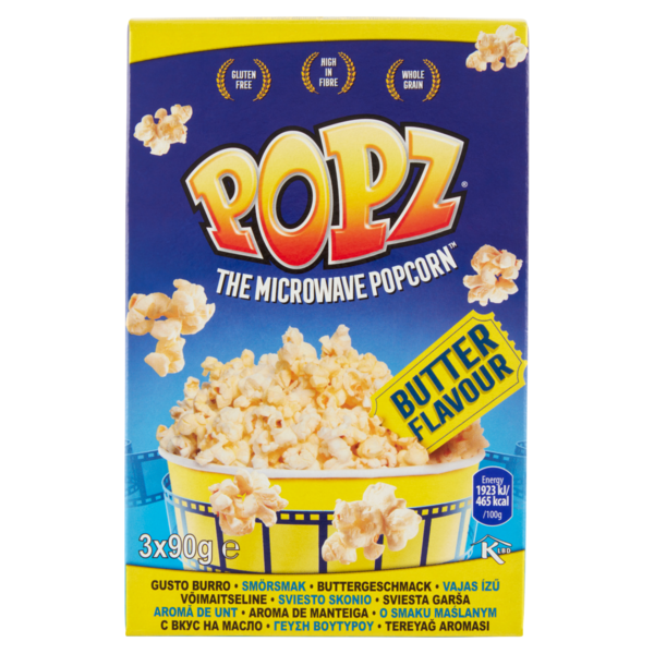Popz the Microwave Popcorn Gusto Burro 3 x 90 g