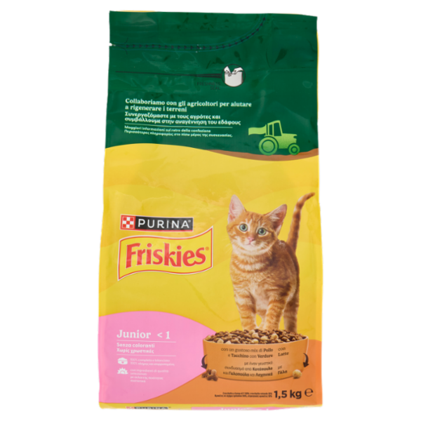 PURINA FRISKIES Junior Pollo e Tacchino, con Latte e con Verdure 1,5kg