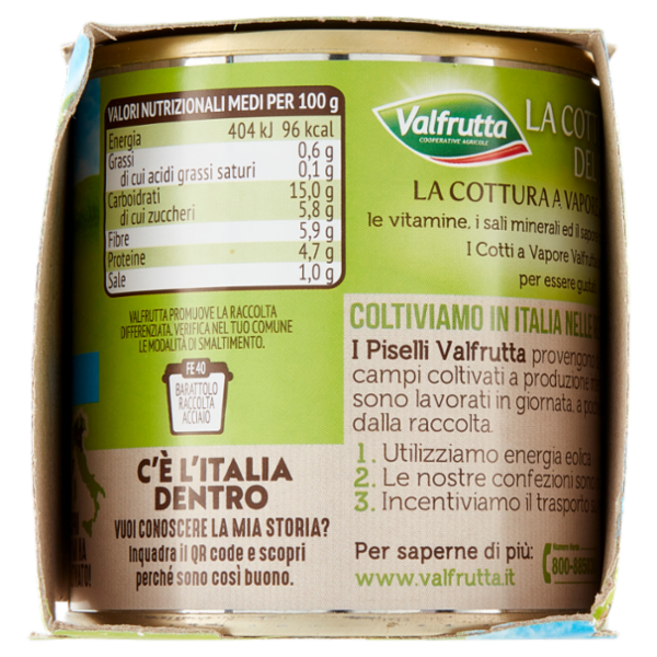 Valfrutta Cotti a Vapore Piselli Piccoli Italiani 3 x 150 g