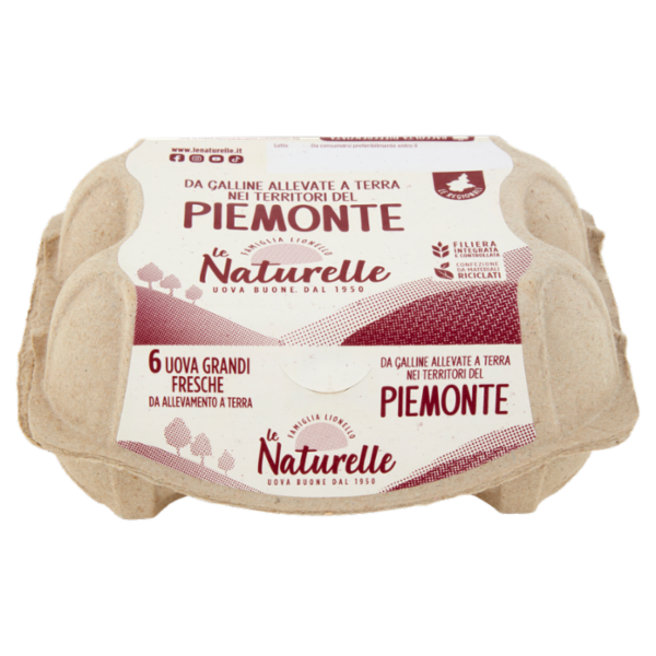 le Naturelle Le Regionali Piemonte 6 Uova Grandi Fresche da Allevamento a Terra