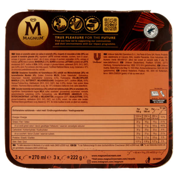 Magnum Collection Salted Caramel & Glazed Almonds 3 x 74 g