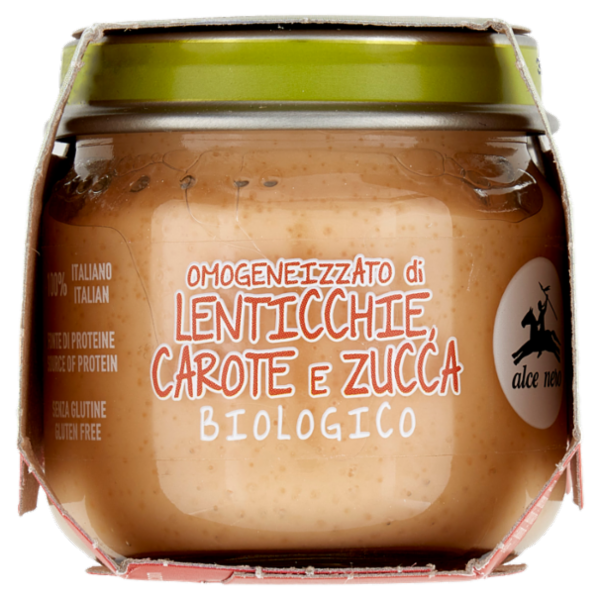 alce nero Omogeneizzato di Lenticchie, Carote e Zucca 2 x 80 g