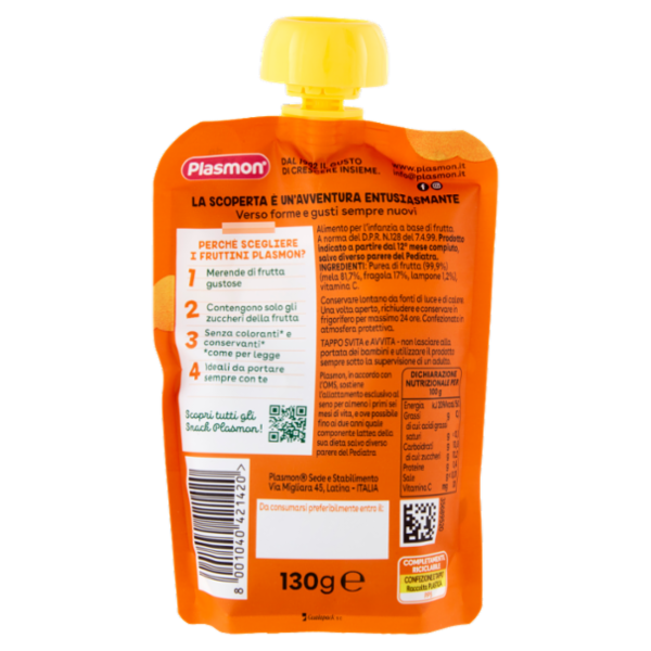 Plasmon i Fruttini Mela, Fragola e Lampone 130 g