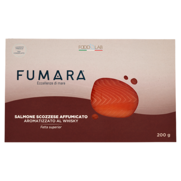 Fumara Salmone Scozzese Affumicato Aromatizzato al Whisky Fetta superior 200 g