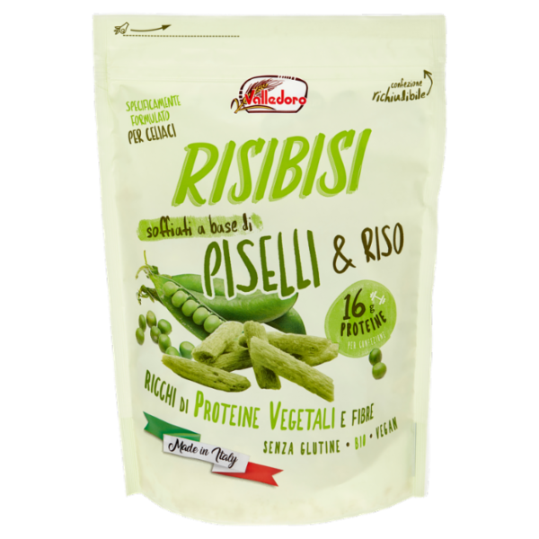 Valledoro Risibisi soffiati a base di Piselli & Riso Bio 80 g