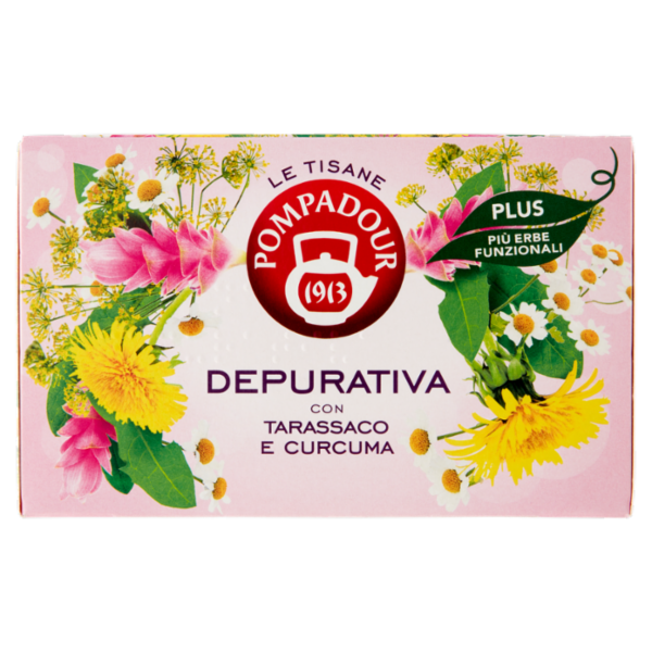 Pompadour Le Tisane Plus Depurativa con Tarassaco e Curcuma 18 x 2,2 g