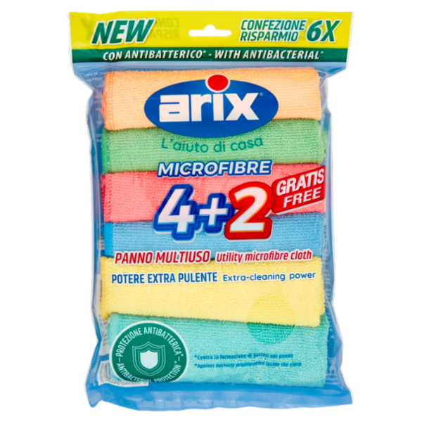 arix Microfibre Panno Multiuso con Antibatterico* 4+2 6 pz