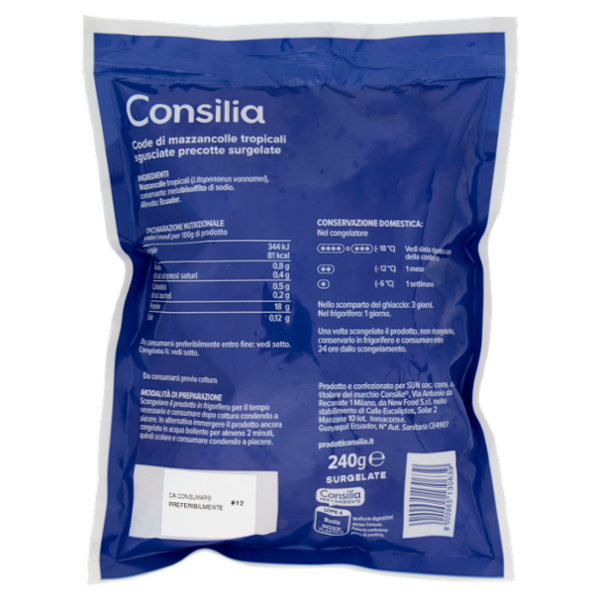 Consilia Code di Mazzancolle Tropicali Sgusciate Precotte Surgelate 240 g