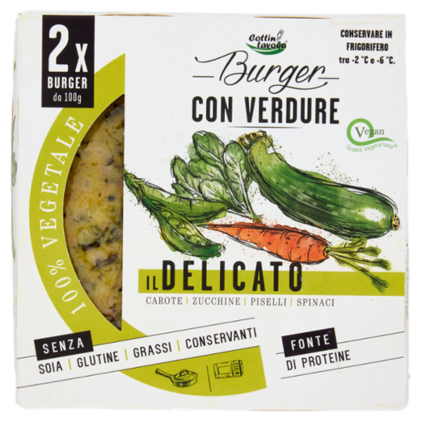Cottin tavola 100% Vegetale Burger con Verdure il Delicato 2 x 100 g