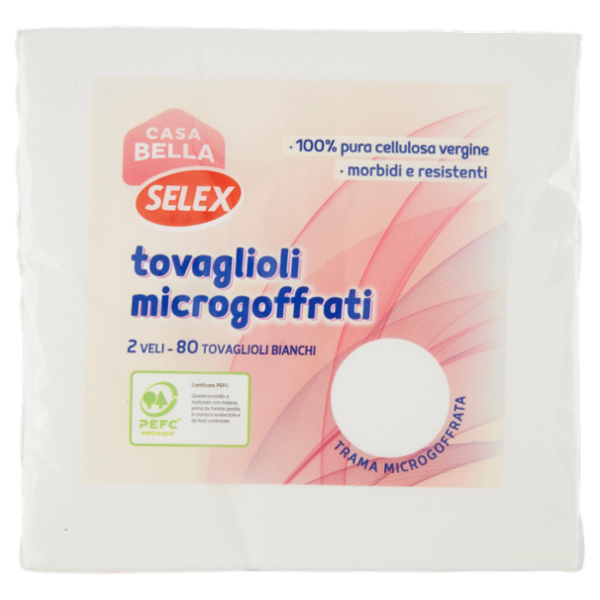 Selex Casa Bella Tovaglioli 2 Veli 38x38 cm Micro Goffrati Bianchi