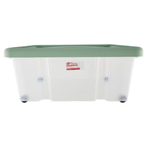 Selex Contenitore con Coperchio a Scatto con Ruote Verde Cammeo 43 L