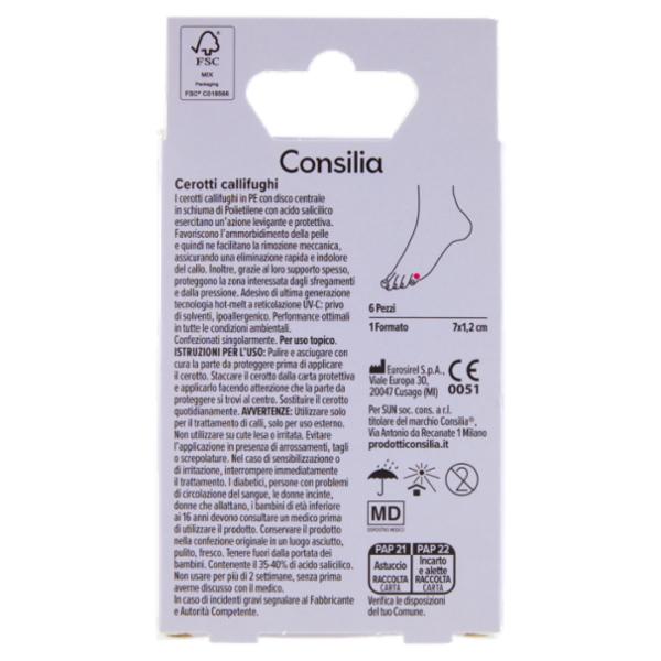 Consilia Cerotti Callifughi con Disco Centrale Monoformato 6 pezzi