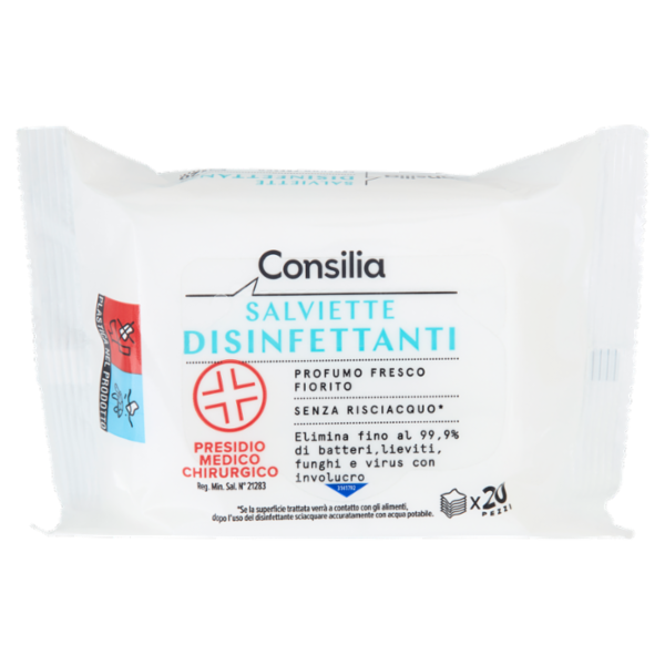 Consilia Salviettine Mani Disinfettanti Presidio Medico Chirurgico 20 pezzi