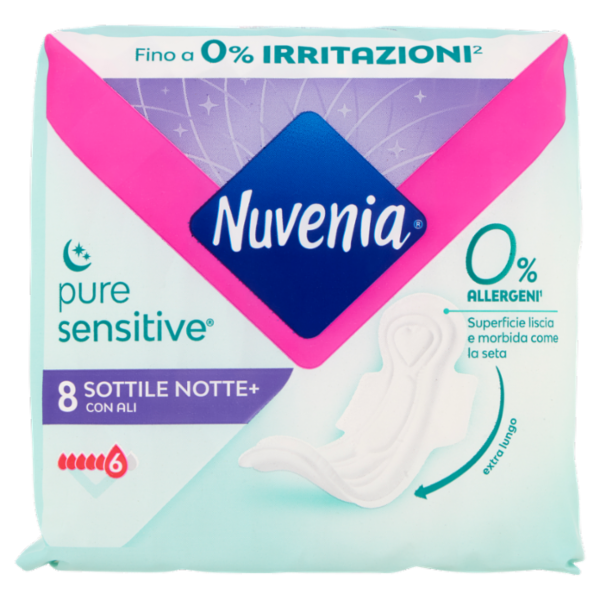 Nuvenia pure sensitive Sottile Notte+ con Ali 8 pz