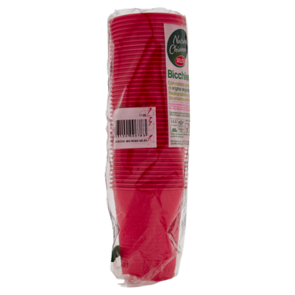 Selex Natura Chiama Bicchieri Biodegradabili e Compostabili Ecologici Rossi 200 cc 40 pezzi