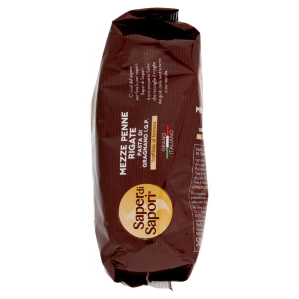 Selex Saper di Sapori Pasta di Semola di Gragnano I.G.P. Mezze Penne Rigate 500 g