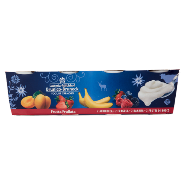 Latteria Brunico Yogurt Cremoso 2 Albicocca - 2 Fragola - 2 Banana - 2 Frutti di Bosco 8 x 125 g