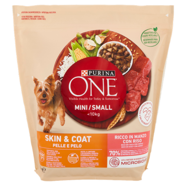 PURINA ONE Mini/Small Pelle e Pelo Ricco in Manzo con Riso 1,5 kg