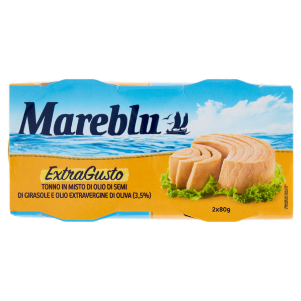 Mareblu ExtraGusto Tonno in Misto di Olio di Semi di Girasole e Olio Extravergine di Oliva 2 x 80 g