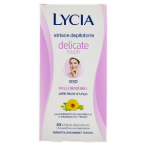Lycia Delicate Touch Strisce Depilatorie Viso Pelli Sensibili 20 Strisce + 4 Salviettine