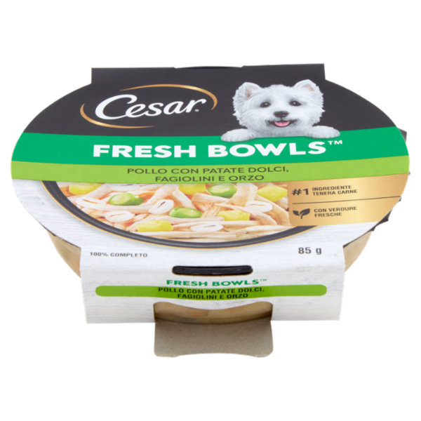Cesar Fresh Bowls Cibo umido Cane Pollo Patate dolci 85 g