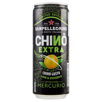 BIBITE SANPELLEGRINO, Bevande Gassate, Chinò Extra Lime e Zenzero, Lattina 33 Cl