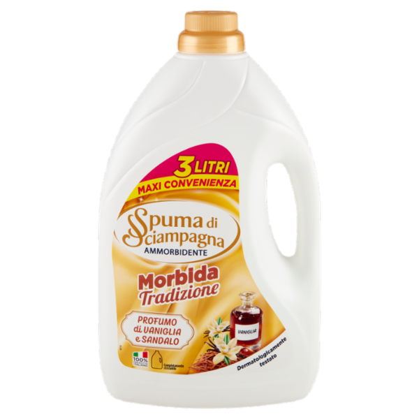 Spuma di Sciampagna Ammorbidente Morbida Tradizione Profumo di Vaniglia e Sandalo 3000 ml