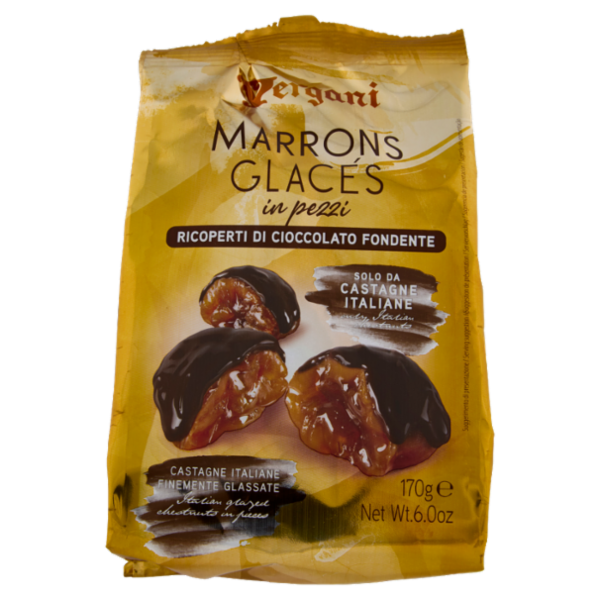 Vergani Marrons Glacés in pezzi Ricoperti di Cioccolato Fondente 170 g