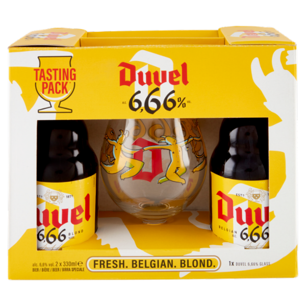 Duvel 6,66% Belgian Blonde Tasting Pack 2 x 330 ml + 1 Duvel 6,66% Glass