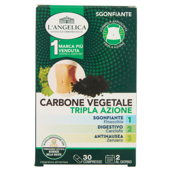 L'Angelica Carbone Vegetale Tripla Azione 30 Compresse 25,5 g