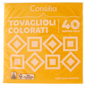 Consilia Tovaglioli 2 Veli 38x38 Cm Giallo 40 Pezzi