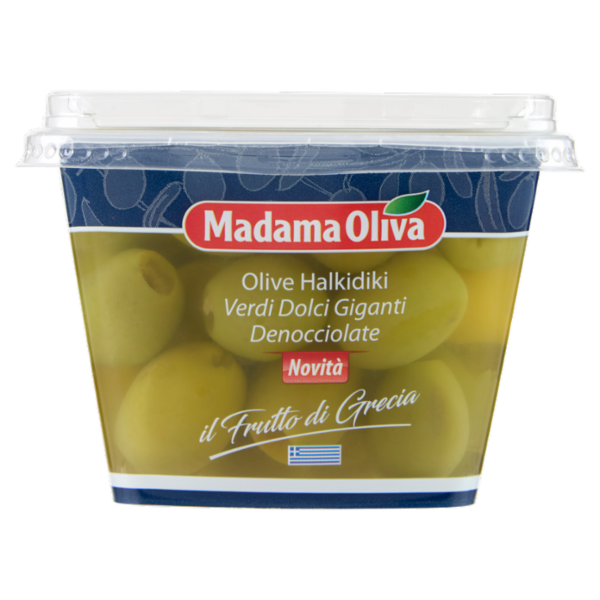 Madama Oliva il Frutto di Grecia Olive Halkidiki Verdi Dolci Giganti Denocciolate 480 g