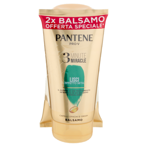 Pantene Pro-V 3 Minute Miracle Balsamo Lisci Effetto Seta 2x150 ml