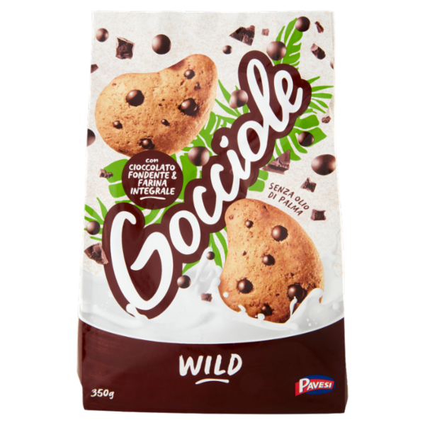 Pavesi Gocciole Wild Biscotti con Gocce di Cioccolato e Farina Integrale 350g