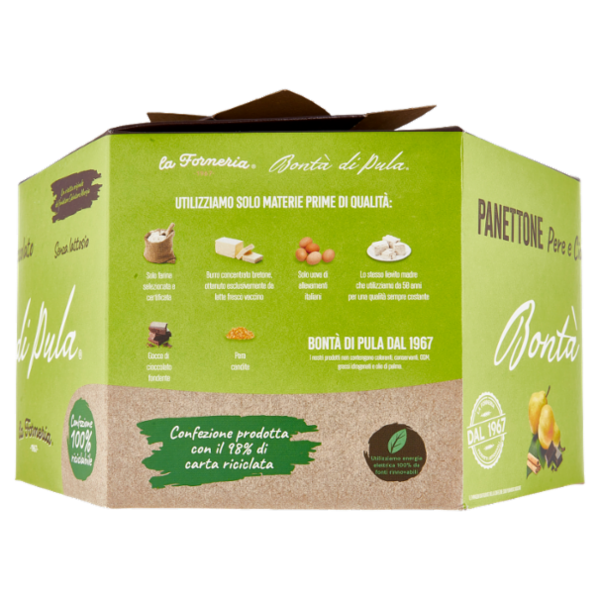 la Forneria Bontà di Pula Panettone Pere e Cioccolato Senza lattosio 750 g